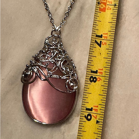 19in Elegant Pink Pendant Necklace and Earring Set hand crafted - Picture 3 of 4